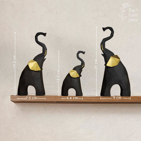 Triple Elephant Charm Statues in Varying Sizes - The Earth Store - home decor
